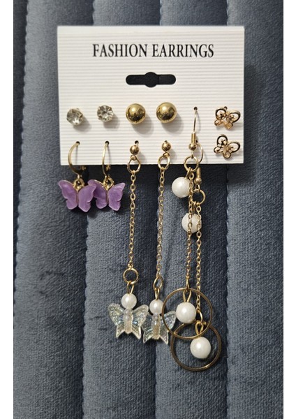 “kelebek Esintisi” 6’lı Küpe Seti