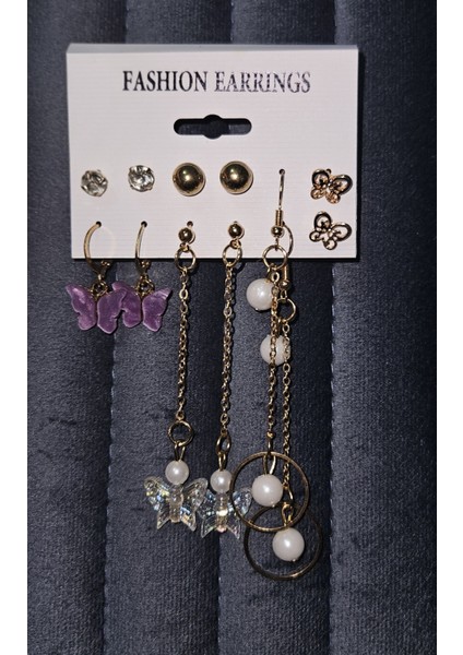 “kelebek Esintisi” 6’lı Küpe Seti modelleri