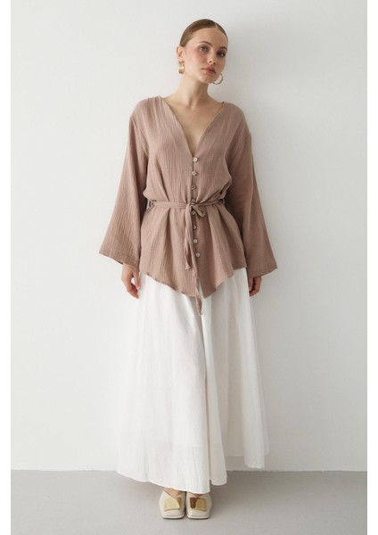 Vizon Çok Düğmeli Kimono