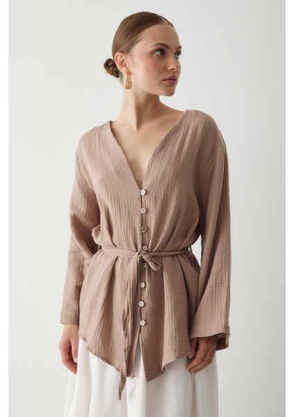 Vizon Çok Düğmeli Kimono