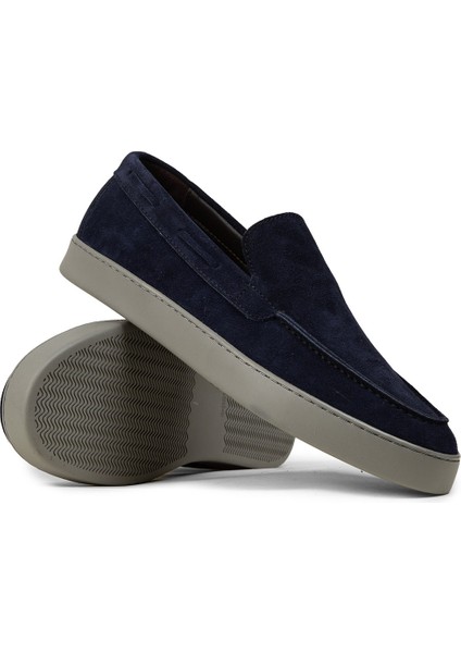 Erkek Hakiki Süet Lacivert Loafer Ayakkabı - 01993MLCVC01 modelleri
