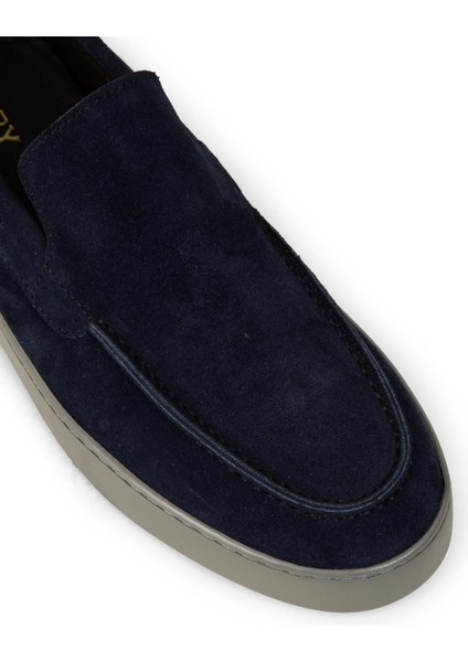 Erkek Hakiki Süet Lacivert Loafer Ayakkabı - 01993MLCVC01 indirimleri