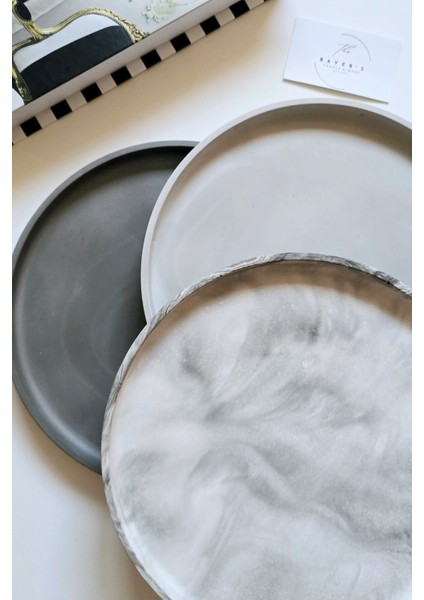 25 cm Mermer Desenli Yuvarlak Dekoratif Tepsi / Mum Tepsisi / Biblo Tepsisi fiyatları