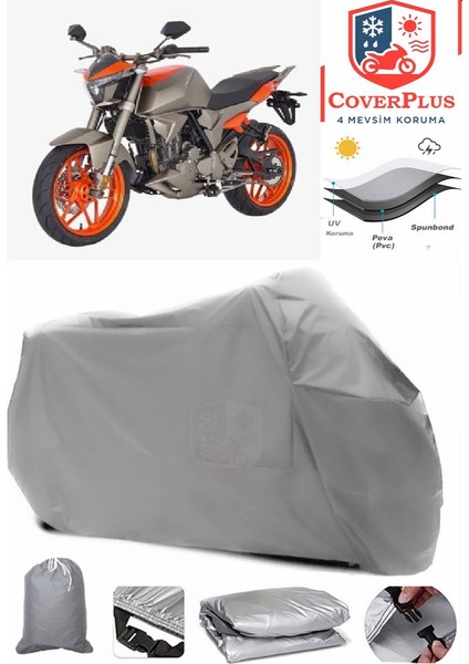 Zontes Phantom S250 Motor Brandası Gri Motorsiket Brandası Motor Örtüsü Çadır Su Geçirmez Motosiklet Kılıfı Motor Brandası