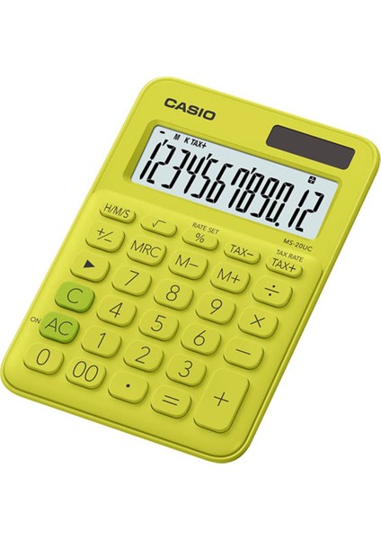 Casio MS-20UC-YG 12 Hane Sarı Masa Üstü Hesap Makinesi