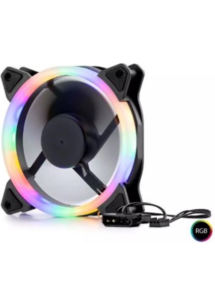 Hadron HDX1522 Kasa Fanı Performans 4pin Rgb 12CM Siyah