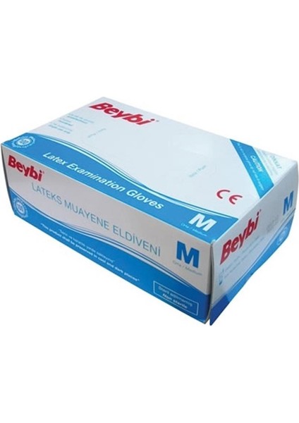 Beybi Lateks Pudralı (M) Medium Beden Muayene Eldiven 100LÜ Paket