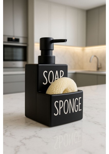Siyah Porselen Süngerli Sıvı Sabunluk (Soap&sponge) fiyatları