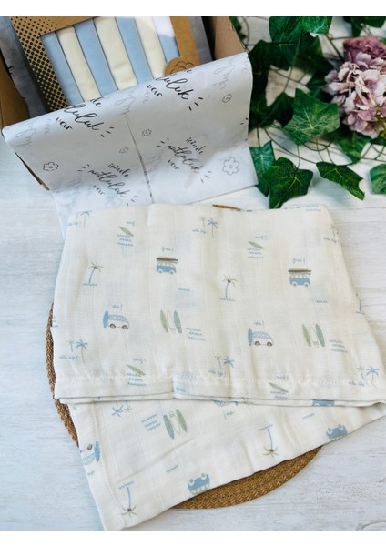 Karavan Desenli Müslin Battaniyeli Hediye Seti Erkek Bebek indirimleri