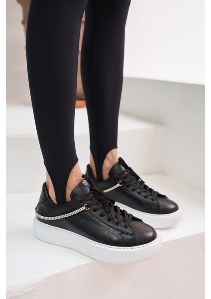 Polinas Kadin Camel Taş Detay Gercek Deri Suet Sneaker