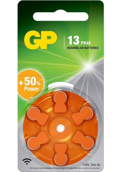 Gp ZA13 1.4V Düğme Kulaklık Pili 6'lı Paket