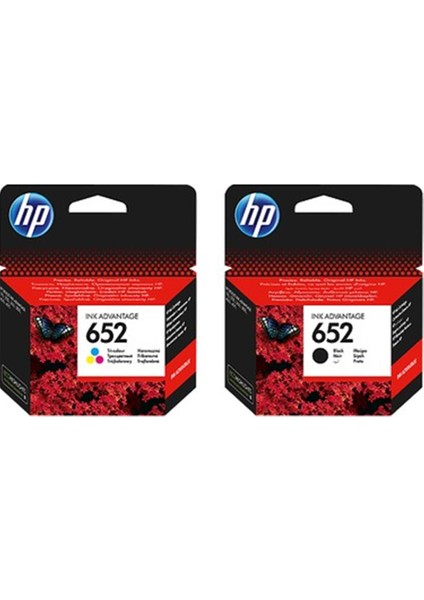 Hp F6V25AE + F6V24AE 652 Siyah + Renkli Kartuş Seti