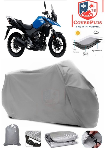 Suzuki V-Strom 250 Motor Brandası Gri Motorsiket Brandası Motor Örtüsü Çadır Su Geçirmez Motosiklet Kılıfı Motor Brandası