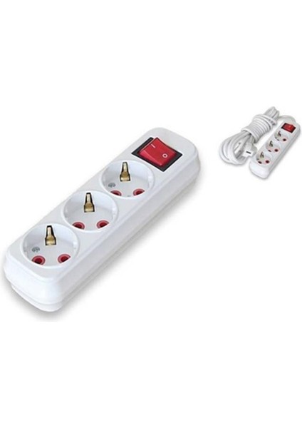 Almera 3lü 2mt Anahtarlı Topraklı Priz (9230202)