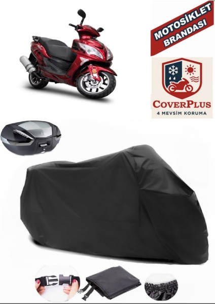 Motoran Maximus 150 Motor Brandası Siyah Arka Çanta Uyumlu Motorsiket Brandası Motor Örtüsü Çadır Su Geçirmez Motosiklet Kılıfı Motor Brandası