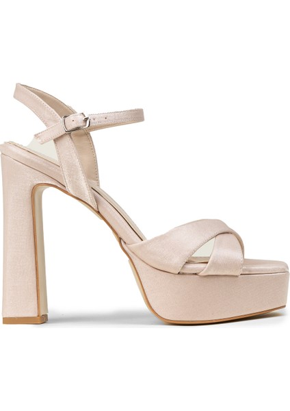Kadın Bej Abiye Platform Topuklu Ayakkabı - SM210ZBEJM02