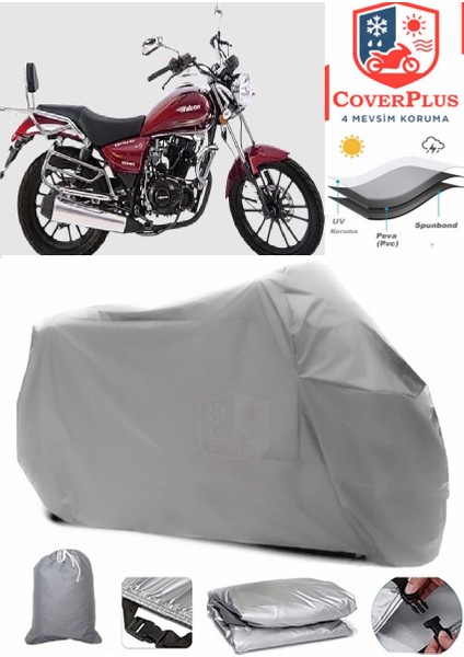 Falcon Crown 150 Motor Brandası Gri Motorsiket Brandası Motor Örtüsü Çadır Su Geçirmez Motosiklet Kılıfı Motor Brandası
