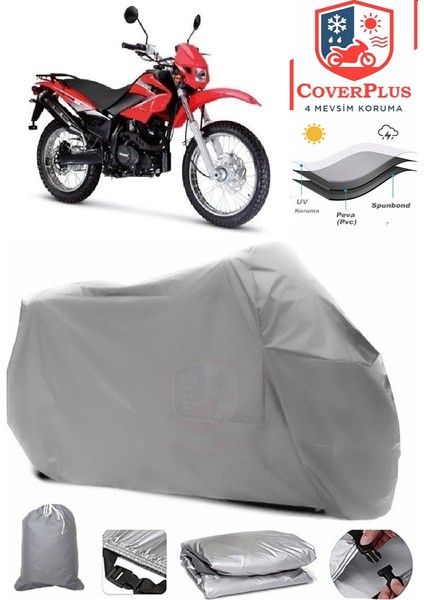 Kanuni Cross 250 Motor Brandası Gri Motorsiket Brandası Motor Örtüsü Çadır Su Geçirmez Motosiklet Kılıfı Motor Brandası