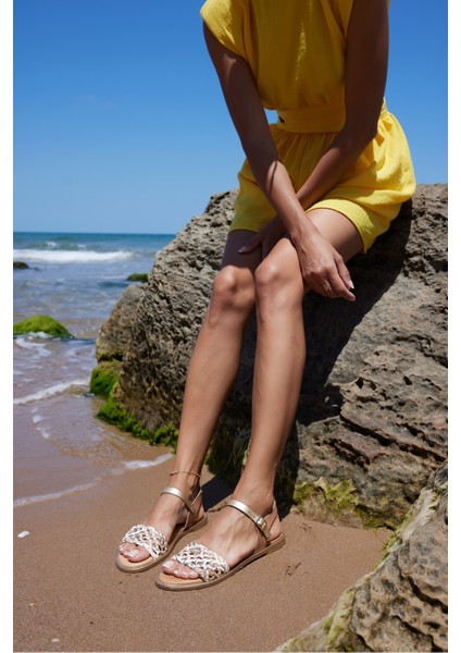 Palermo Kadın Siyah Örgu Desen Ispanya Uretım Sandalet modelleri