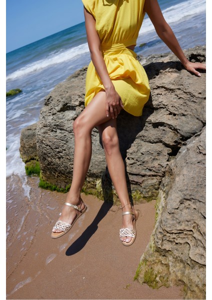 Palermo Kadın Siyah Örgu Desen Ispanya Uretım Sandalet indirimleri