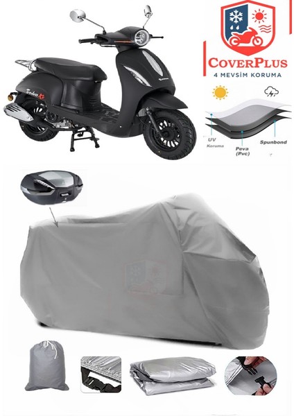 Kanuni Trodon Xs 50 Motor Brandası Gri Arka Çanta Uyumlu Motorsiket Brandası Motor Örtüsü Çadır Su Geçirmez Motosiklet Kılıfı Motor Brandası