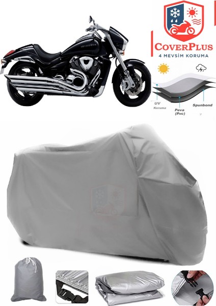 Suzuki Vzr 1800 Intruder Motor Brandası Gri Motorsiket Brandası Motor Örtüsü Çadır Su Geçirmez Motosiklet Kılıfı Motor Brandası