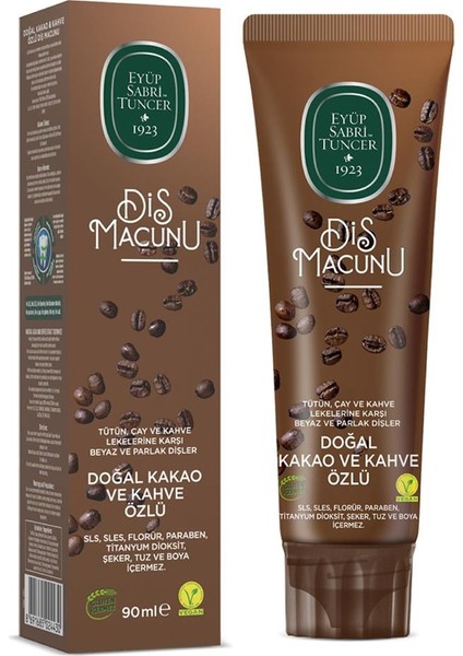 Eyüp Sabri Tuncer Doğal Kakao ve Kahve Özlü Macunu 90ML