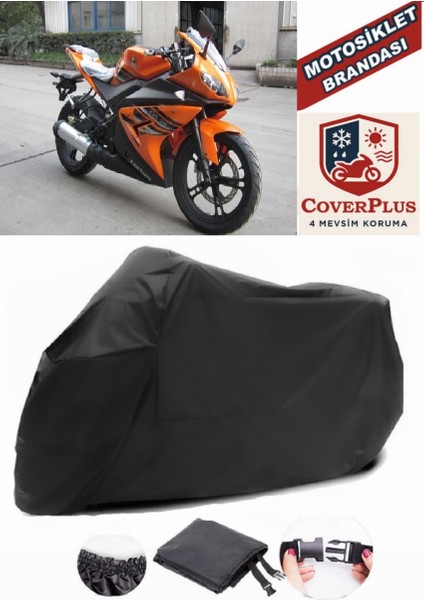 Kad?rga KDR-250 Motor Brandası Siyah Motorsiket Brandası Motor Örtüsü Çadır Su Geçirmez Motosiklet Kılıfı Motor Brandası