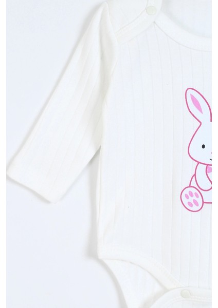 Tavşan Baskılı %100 Pamuk 2’li Bebek Zıbın Set & Uzun Kollu Beyaz 2'li Bady Takım & 0-9 Ay Kız Bebek modelleri