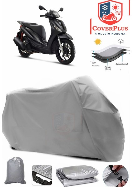 Piaggio Medley 150 Motor Brandası Gri Motorsiket Brandası Motor Örtüsü Çadır Su Geçirmez Motosiklet Kılıfı Motor Brandası