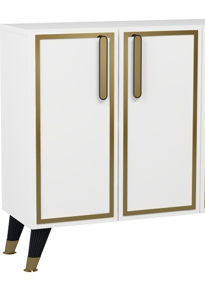 8194KM-128DD Konsol,kahve Köşesi,ayakkabılık,ofis Evrak Dolabı,mutfak Kiler Dolabı,tv Ünitesi Beyaz-Altın fırsatları