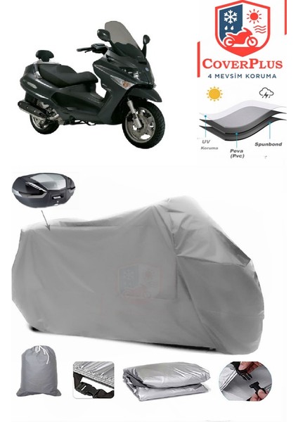 Piaggio x Evo 400 Motor Brandası Gri Arka Çanta Uyumlu Motorsiket Brandası Motor Örtüsü Çadır Su Geçirmez Motosiklet Kılıfı Motor Brandası