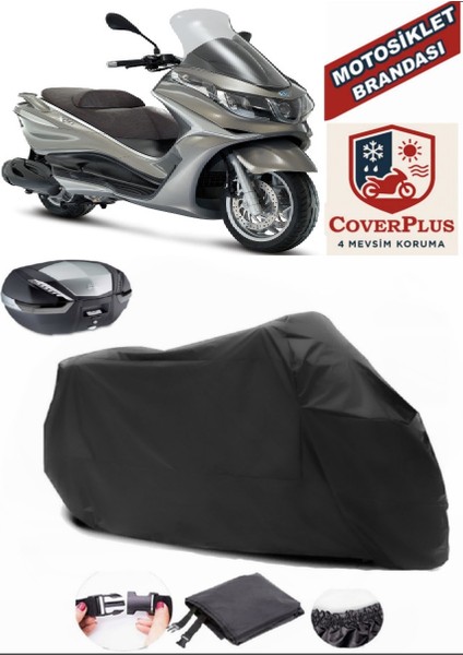 Piaggio X10 350 Motor Brandası Siyah Arka Çanta Uyumlu Motorsiket Brandası Motor Örtüsü Çadır Su Geçirmez Motosiklet Kılıfı Motor Brandası