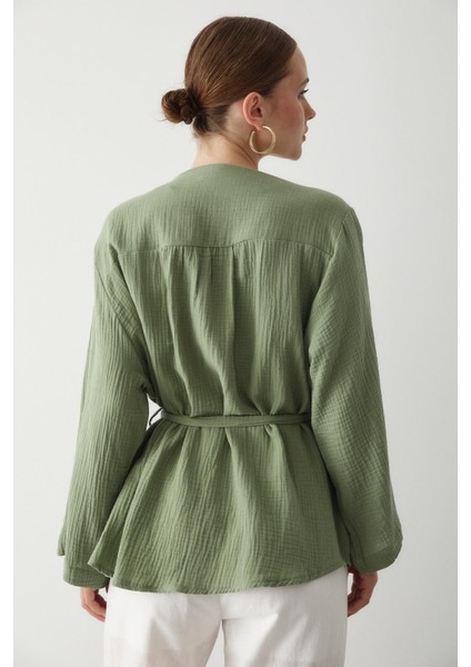 Haki Çok Düğmeli Kimono