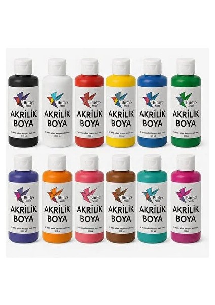 Birdy's Color Akrilik Boya 12'li Set 12X120 ml Sanatsal Renkler - Ana Renkler