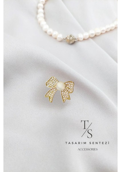 Broş Metal Rozet Fiyonk Kurdele Incili Taşlı Mini Yaka Kıyafet Şapka Takı Aksesuar Hediye