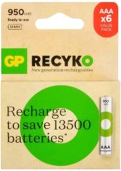 Gp Aaa 950 Mah Şarjlı Ince Kalem Pil 4+2'li Paket GP100AAAHCE4-2BB