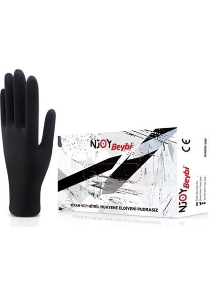 Beybi Muayene Large Pudrasız Njoy Nitril Siyah Eldiven