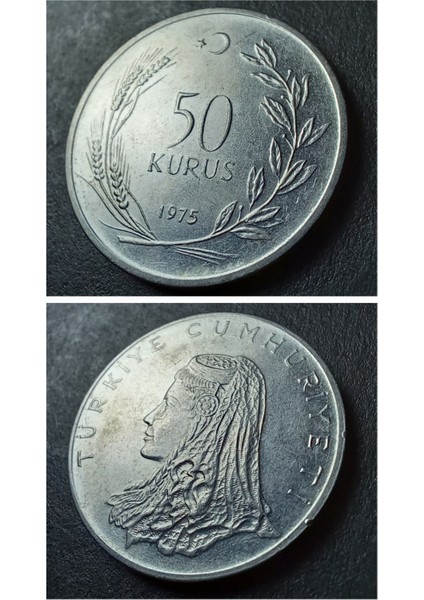 3996368F56BE890D3F 1975 Akmonital 50 Kuruş Ççt+/ça Eski Madeni Para