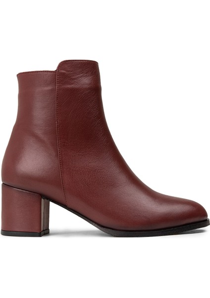 Kadın Bordo Hakiki Deri Fermuarlı Bot - A5810ZBRDC01