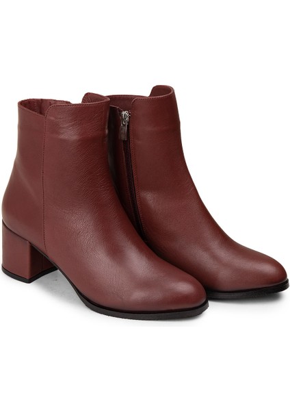 Kadın Bordo Hakiki Deri Fermuarlı Bot - A5810ZBRDC01 modelleri