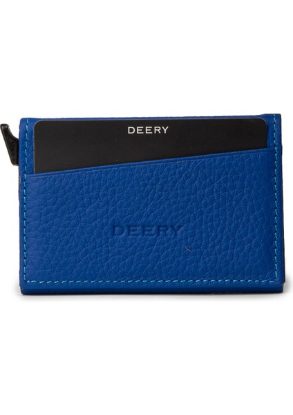 Hakiki Deri Mavi Mekanizmalı Yatay Erkek Cüzdanı - 00611ZMVIZ01