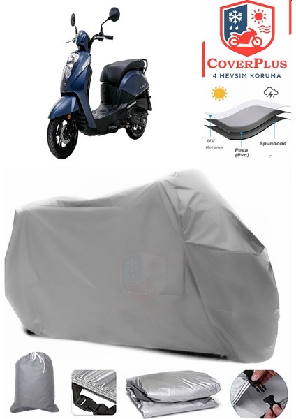 Sym Mio 50 Motor Brandası Gri Motorsiket Brandası Motor Örtüsü Çadır Su Geçirmez Motosiklet Kılıfı Motor Brandası