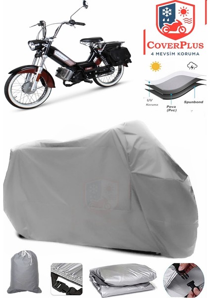 Mobylette 52 Vk Motor Brandası Gri Motorsiket Brandası Motor Örtüsü Çadır Su Geçirmez Motosiklet Kılıfı Motor Brandası