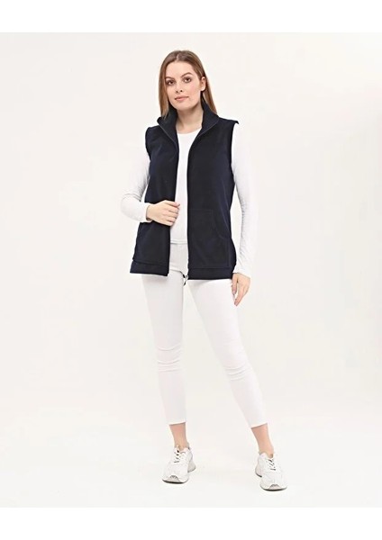 Yakalı Fermuarlı Lacivert Polar Yelek fırsatları