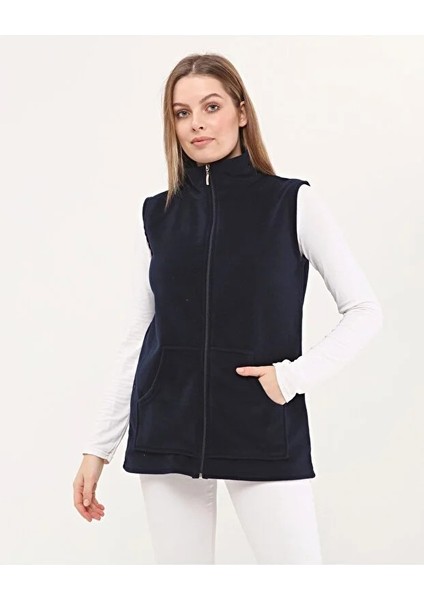 Yakalı Fermuarlı Lacivert Polar Yelek indirimleri
