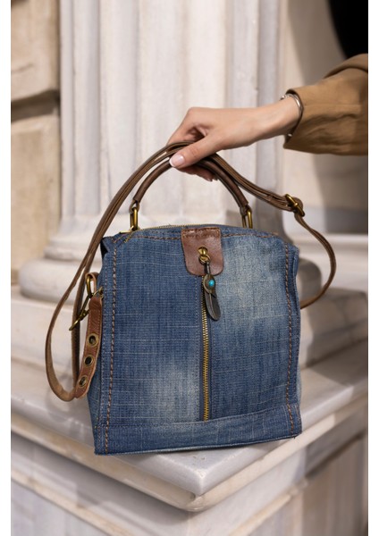 Oylum Kadın Ithal Kot Malzeme Hem Sirt Hem Omuz Detayli Ithal Çanta