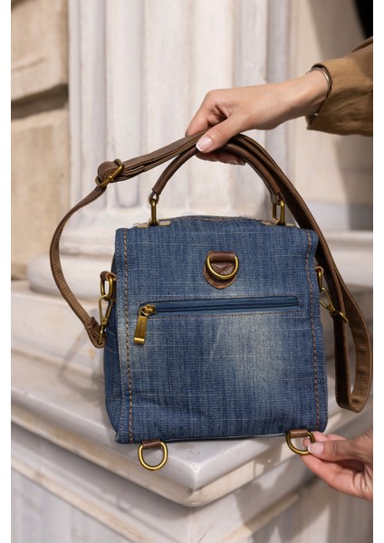 Oylum Kadın Ithal Kot Malzeme Hem Sirt Hem Omuz Detayli Ithal Çanta modelleri