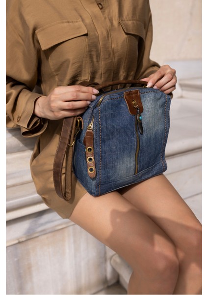 Oylum Kadın Ithal Kot Malzeme Hem Sirt Hem Omuz Detayli Ithal Çanta indirimleri