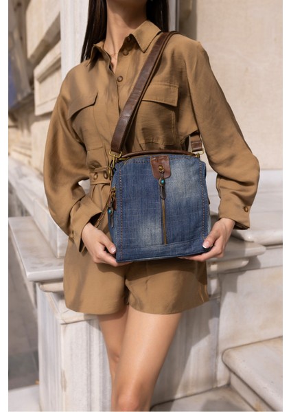 Oylum Kadın Ithal Kot Malzeme Hem Sirt Hem Omuz Detayli Ithal Çanta